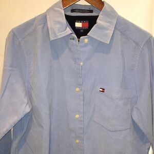 Tommy Hilfiger Blue Curdiroy Button-Down Shirt – Women’s Size 10 – 100% Cotton
